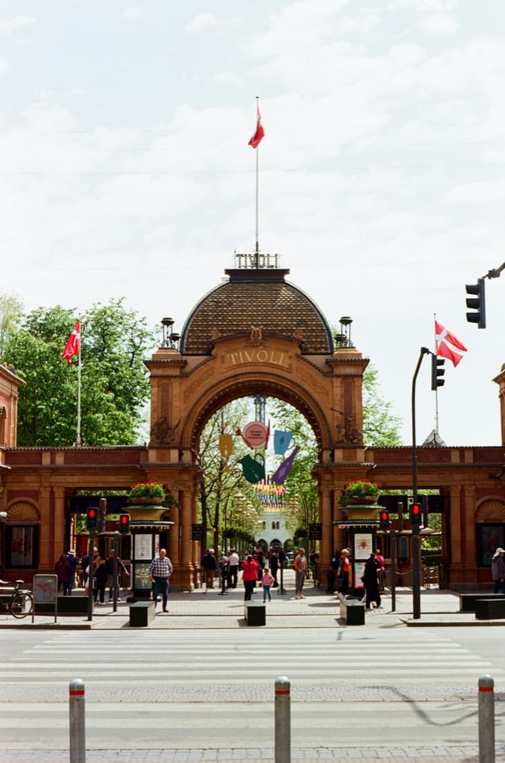 The main entrance arch to Tivoli Gardens on Vesterbrogade
